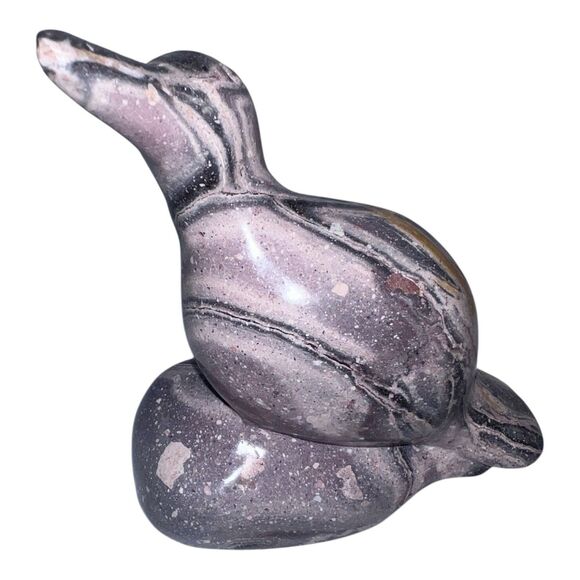 Inuit Soapstone Carved Bird Sculpture Figurine Folk Art Marbled - Picture 8 of 9